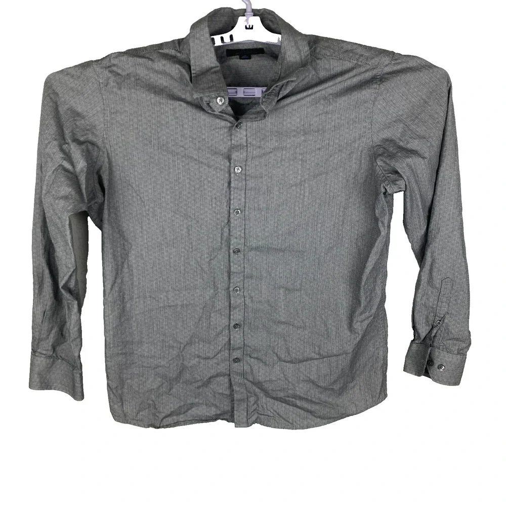 Marc Anthony Mens Gray Slim Fit Everyday Comfort Button Up Collared Shirt Sz XL